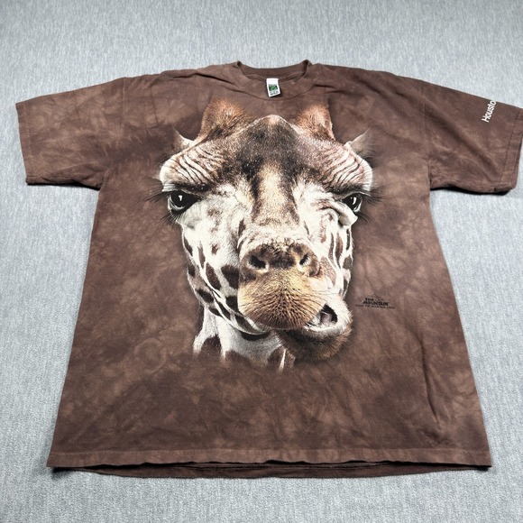 The Mountain Other - The Mountain T-Shirt Mens XL Brown Houston Zoo Giraffe Print Graphic Crewneck Te